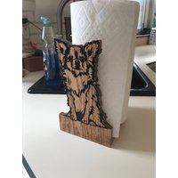 Chihuahua Papierhandtuchhalter, Holz Stehendes Papiertuch Oder Toilettenpapierhalter Graviert Auf Massiver Eiche von CaveKing