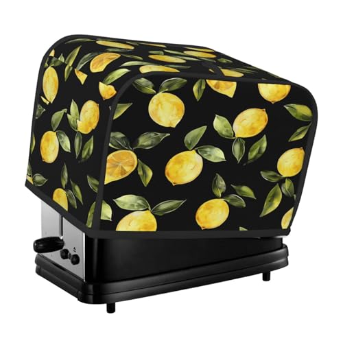 Cavizow Zitronenblätter-Muster, Toaster-Abdeckung, 2 Scheiben, breiter Schlitz, staubdicht, wasserdicht, Küchengeräte-Abdeckungen mit Aufhängeschlaufe, Brotback-Toaster-Schutz von Cavizow