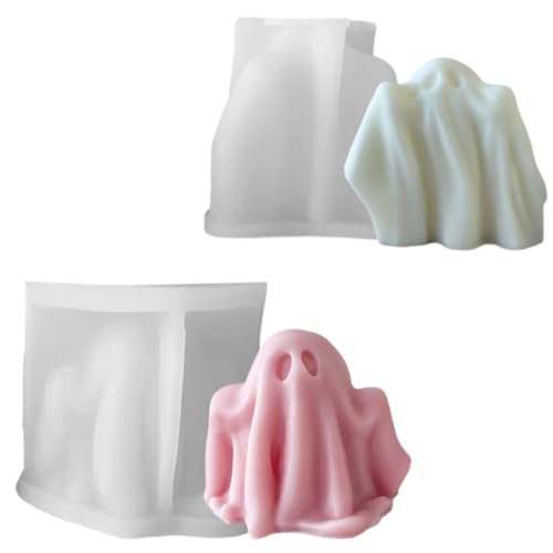2 Stück Halloween Gespenst Kerze Formen Silikon 3D Gespenst Epoxy Gießen Harz Form Gespenst Kerze Harz Form Gespenst Silikonform Halloween Dekoration Handmade Geschenk DIY Crafts von CavspkArt