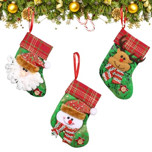 CavspkArt 3 Stück Weihnachtsstrumpf Set Personalisierte Weihnachtsstrümpfe für Kinder Schneemann Weihnachtsmann Kamin hängende Socken Dekorationen für Weihnachten Party Dekoration von CavspkArt