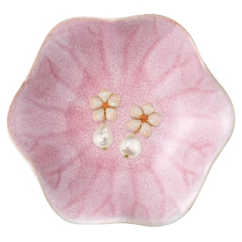 CavspkArt Keramik-Schmuckschale, dekoratives Schmucktablett, kleine Ringschale, Schmucktablett, Schmuckteller, Schlüsselschale, Keramik-Schale, Geschenk für Damen und Mädchen (Rosa) von CavspkArt