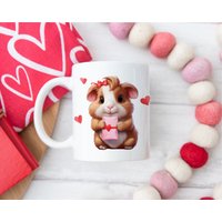 Meerschweinchen Becher Valentinstag Glänzende Keramiktasse | 11 Unzen, 15 20 Unzen Große Liebes-Herz-Tasse Be My Valentine Geschenk Liebhaber Freund von CavyPals