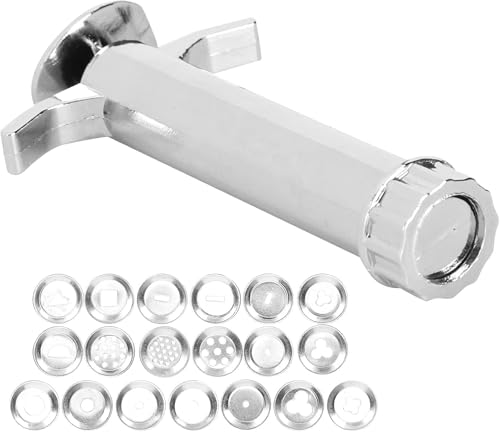 1 Set Silber-Ton-Extruder, Multifunktions-Schlamm-Extruder, Skulpturen-Werkzeug, Modellierwerkzeug mit 19 Spitzenformen für Ton, Bastelmischer, Pressen von Cawhui