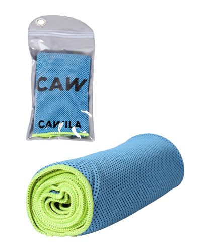 Cawila kühlendes Handtuch, Kühltuch, selbstkühlendes Tuch für Sport, Fitness, Wandern, blau/gelb von Cawila