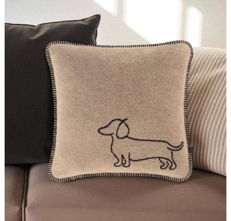 Cawö Home Kissenhülle WE LOVE DOGS Dackelsilhouette 62480 in Schwarz/Beige von Cawö Home