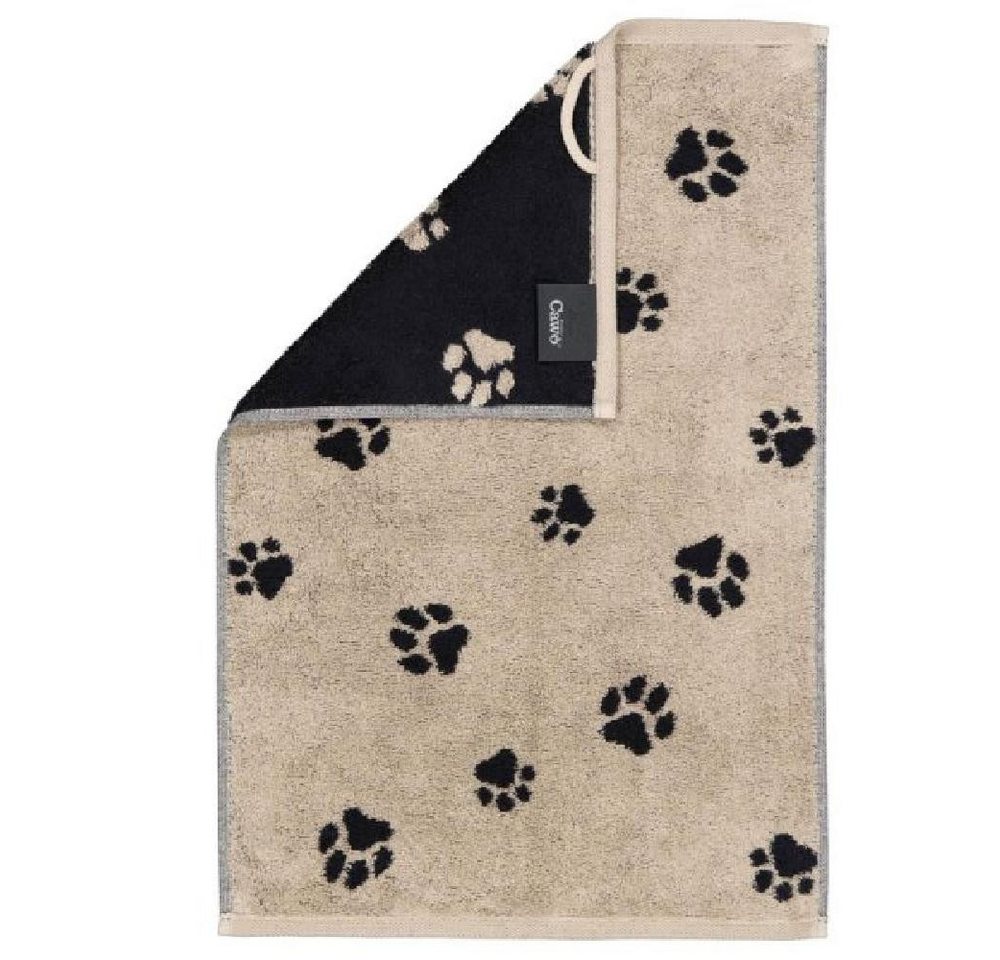 Cawö Badetücher Gästetuch We love Dogs Pfoten Paws Schwarz Beige (30x50cm) von Cawö