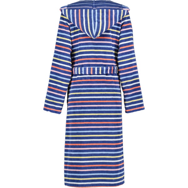 Cawö Damen Bademantel Kapuze 3344 - Farbe: blau-multicolor - 12 - L