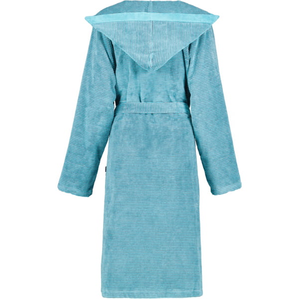 Cawö - Damen Bademantel Two-Tone Kapuze 6425 - Farbe: türkis - 47 - L