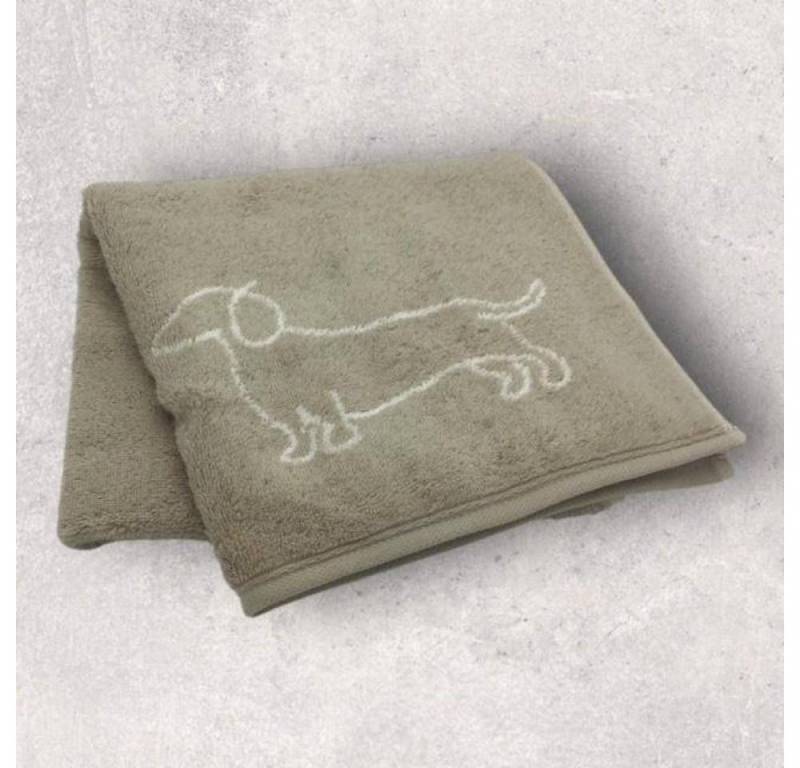 Cawö Gästehandtuch We love Dogs Dackelsilhouette Natur 30 x 50 cm, Baumwolle von Cawö