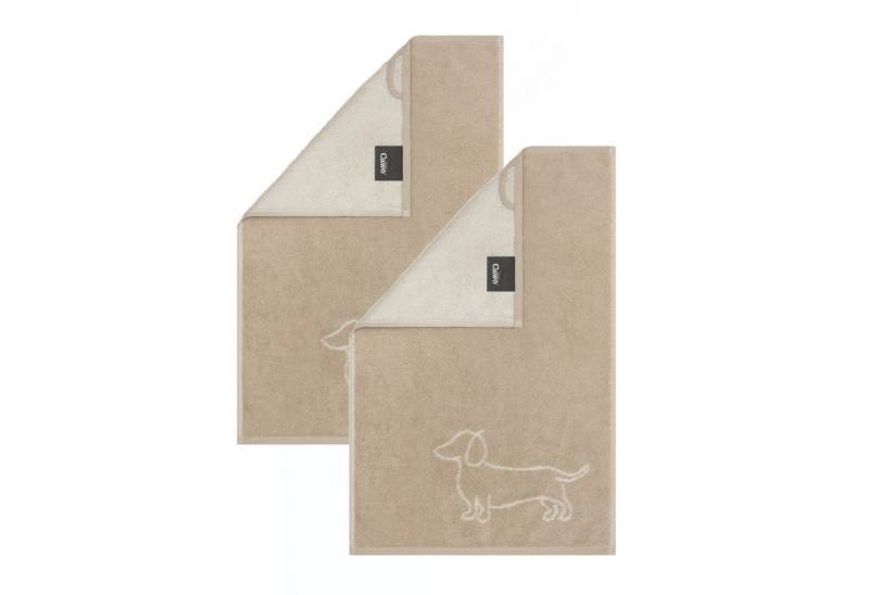 Cawö Handtuch 2 Stück Cawö We love Dogs Gästetücher 6248-33 Dackel Natur 30x50, Walkfrottier (Spar-Set, 2-St), 100% Baumwolle von Cawö