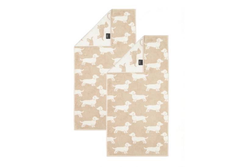 Cawö Handtuch 2 Stück Cawö We love Dogs Handtücher 6246-33 Dackel Natur 50x100, Walkfrottier (Spar-Set, 2-St), 100% Baumwolle von Cawö