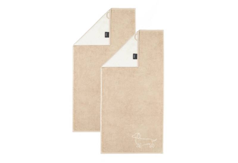 Cawö Handtuch 2 Stück Cawö We love Dogs Handtücher 6248-33 Dackel Natur 50x100, Walkfrottier (Spar-Set, 2-St), 100% Baumwolle von Cawö