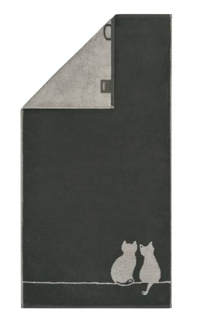 Cawö Handtuch 50x100 cm CUTE CATS in 77 basalt/platin von Cawö