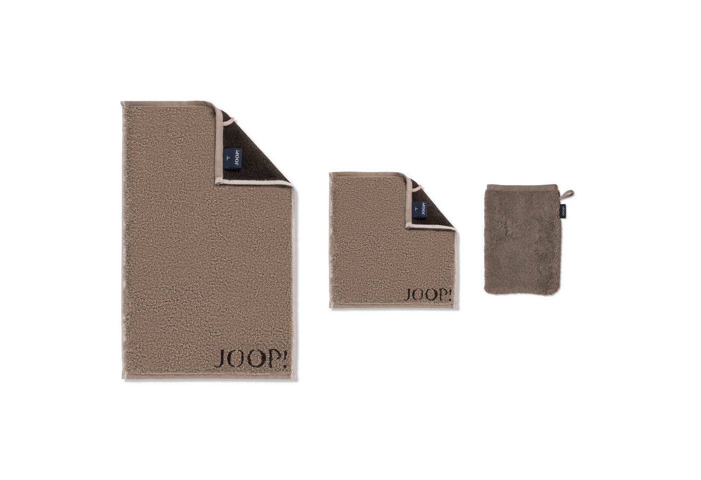 Cawö Handtuch Gästetuch Classic Doubleface Mocca 1600 39, Walkfrottier (1-St), Wendeoptik, Logo, Flauschig von Cawö