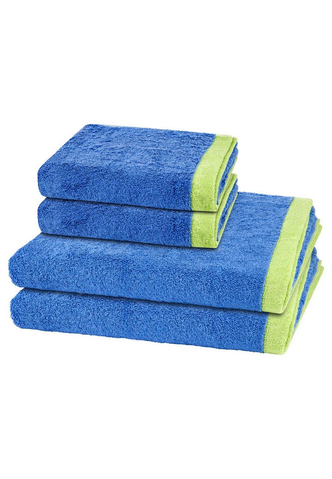 Cawö Handtuch Set Lifestyle Splash, Walkfrottee (Spar-Set, 4-St), 2 X Handtuch 2 X Duschtuch im Set - Baumwolle - Saugstark von Cawö