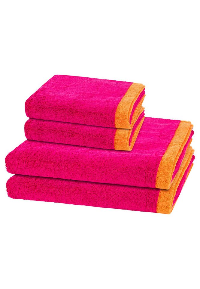 Cawö Handtuch Set Lifestyle Splash, Walkfrottee (Spar-Set, 4-St), 2 X Handtuch 2 X Duschtuch im Set - Baumwolle - Saugstark von Cawö