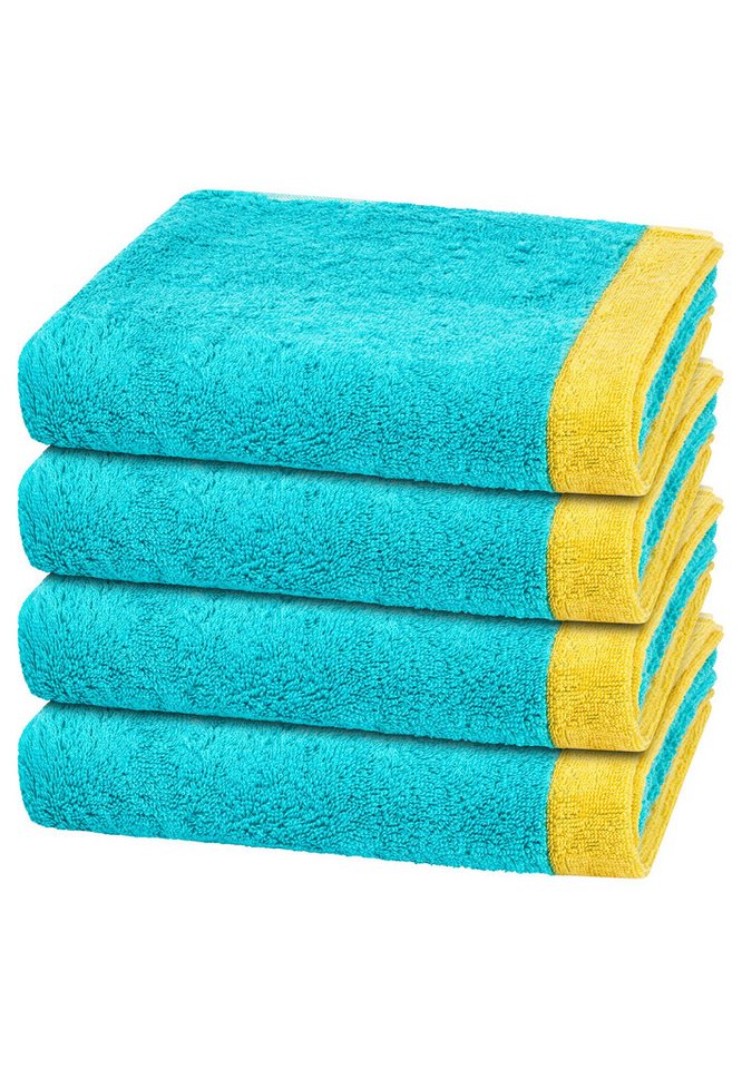 Cawö Handtuch Set Lifestyle Splash, Walkfrottee (Spar-Set, 4-St), 4 X Handtuch im Set - Baumwolle - Saugstark von Cawö