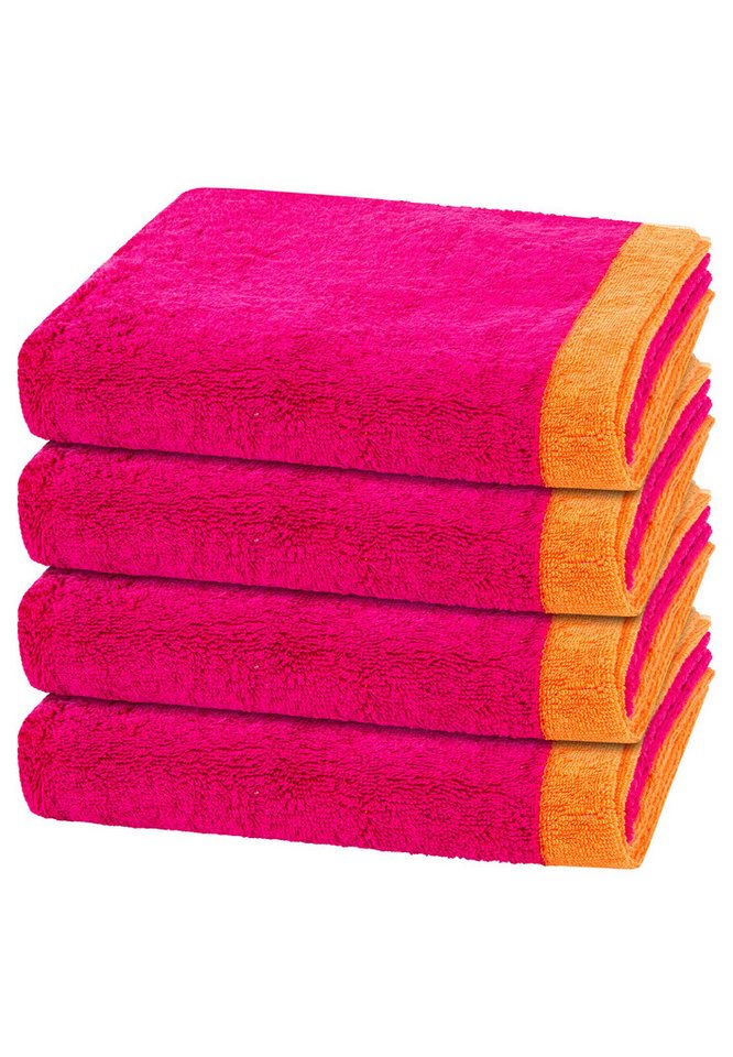 Cawö Handtuch Set Lifestyle Splash, Walkfrottee (Spar-Set, 4-St), 4 X Handtuch im Set - Baumwolle - Saugstark von Cawö