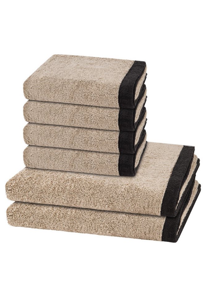 Cawö Handtuch Set Lifestyle Splash, Walkfrottee (Spar-Set, 6-St), 4 X Handtuch 2 X Duschtuch im Set - Baumwolle - Saugstark von Cawö