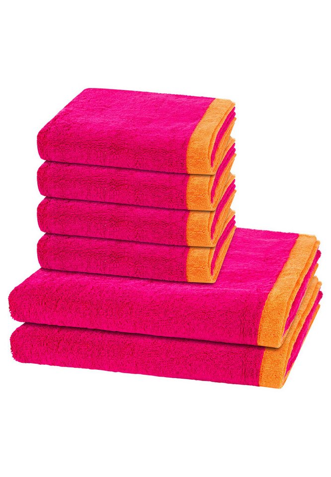 Cawö Handtuch Set Lifestyle Splash, Walkfrottee (Spar-Set, 6-St), 4 X Handtuch 2 X Duschtuch im Set - Baumwolle - Saugstark von Cawö