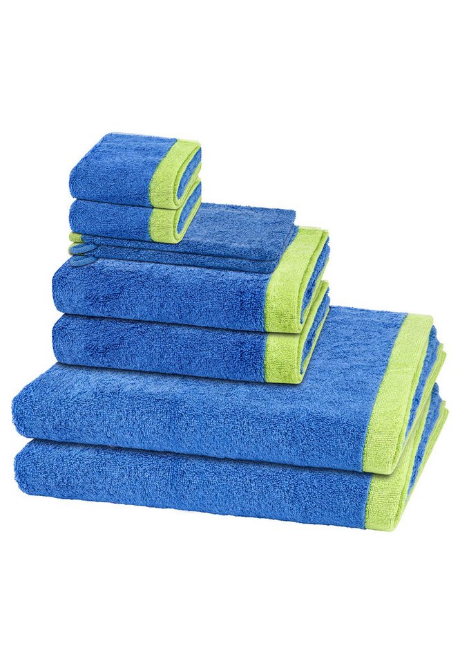 Cawö Handtuch Set Lifestyle Splash, Walkfrottee (Spar-Set, 8-St), 2 X Wasch- 2 X Gäste- 2 X Dusch- 2 X Handtuch im Set - Baumwolle von Cawö