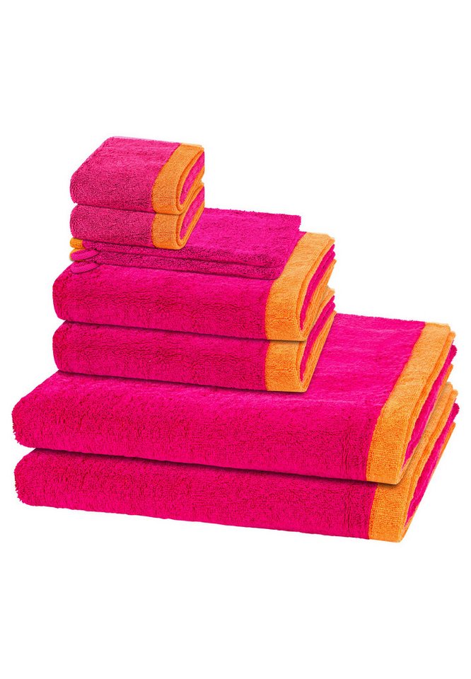 Cawö Handtuch Set Lifestyle Splash, Walkfrottee (Spar-Set, 8-St), 2 X Wasch- 2 X Gäste- 2 X Dusch- 2 X Handtuch im Set - Baumwolle von Cawö