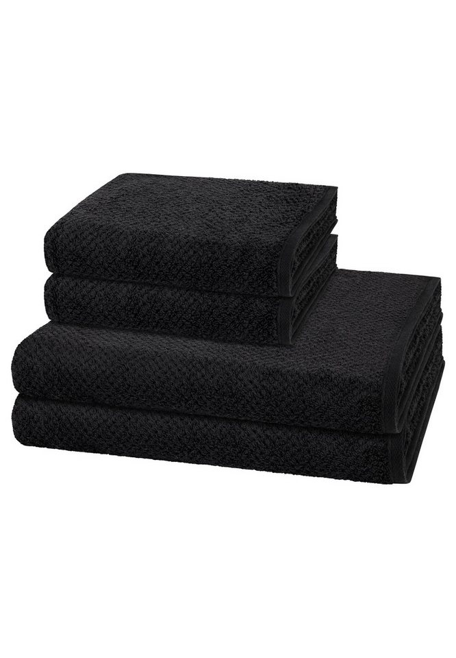 Cawö Handtuch Set Pure, Walkfrottee (Spar-Set, 4-St), 2 X Handtuch 2 X Duschtuch im Set - Baumwolle - Saugstark von Cawö