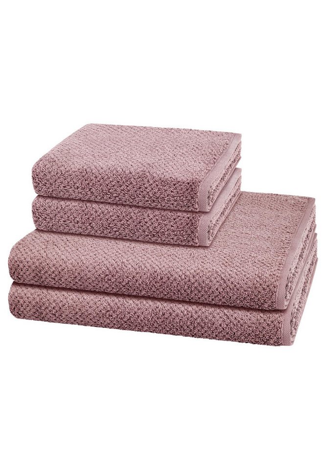 Cawö Handtuch Set Pure, Walkfrottee (Spar-Set, 4-St), 2 X Handtuch 2 X Duschtuch im Set - Baumwolle - Saugstark von Cawö