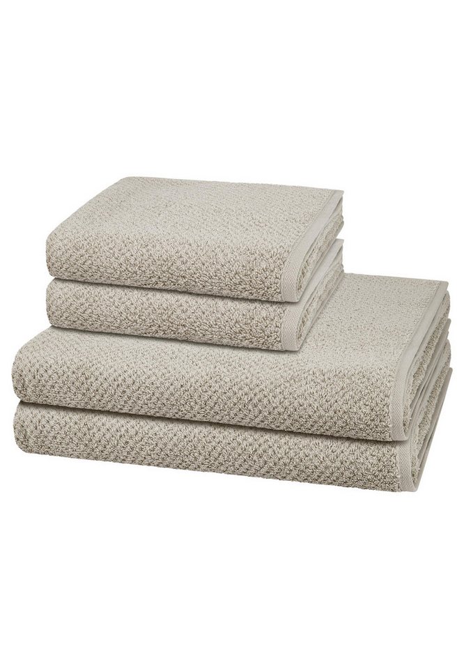 Cawö Handtuch Set Pure, Walkfrottee (Spar-Set, 4-St), 2 X Handtuch 2 X Duschtuch im Set - Baumwolle - Saugstark von Cawö