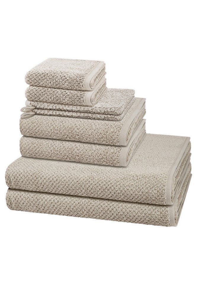Cawö Handtuch Set Pure, Walkfrottee (Spar-Set, 8-St), 2 X Wasch- 2 X Gäste- 2 X Dusch- 2 X Handtuch im Set - Baumwolle von Cawö