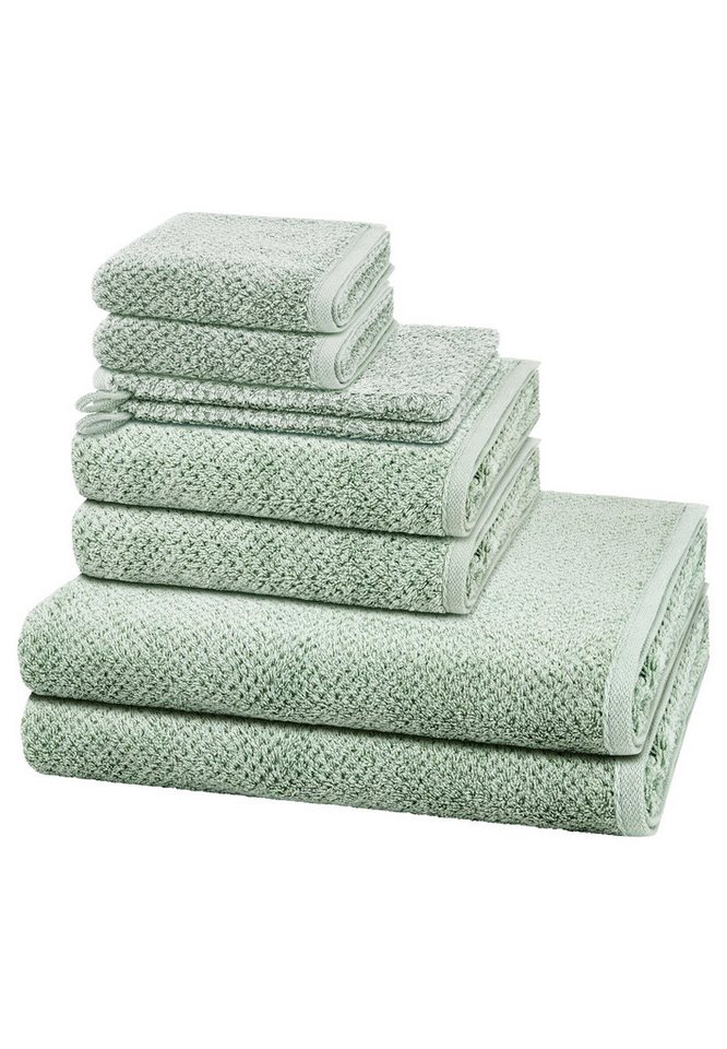 Cawö Handtuch Set Pure, Walkfrottee (Spar-Set, 8-St), 2 X Wasch- 2 X Gäste- 2 X Dusch- 2 X Handtuch im Set - Baumwolle von Cawö