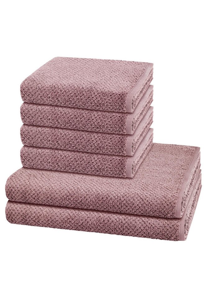 Cawö Handtuch Set Pure, Walkfrottee (Spar-Set, 6-St), 4 X Handtuch 2 X Duschtuch im Set - Baumwolle - Saugstark von Cawö