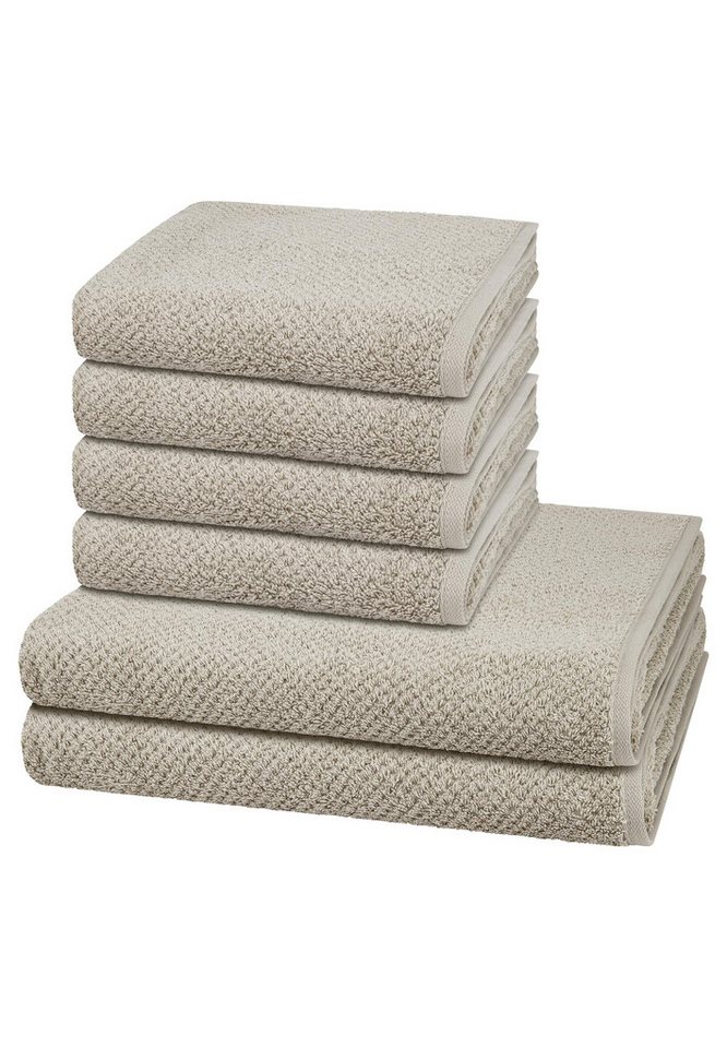 Cawö Handtuch Set Pure, Walkfrottee (Spar-Set, 6-St), 4 X Handtuch 2 X Duschtuch im Set - Baumwolle - Saugstark von Cawö