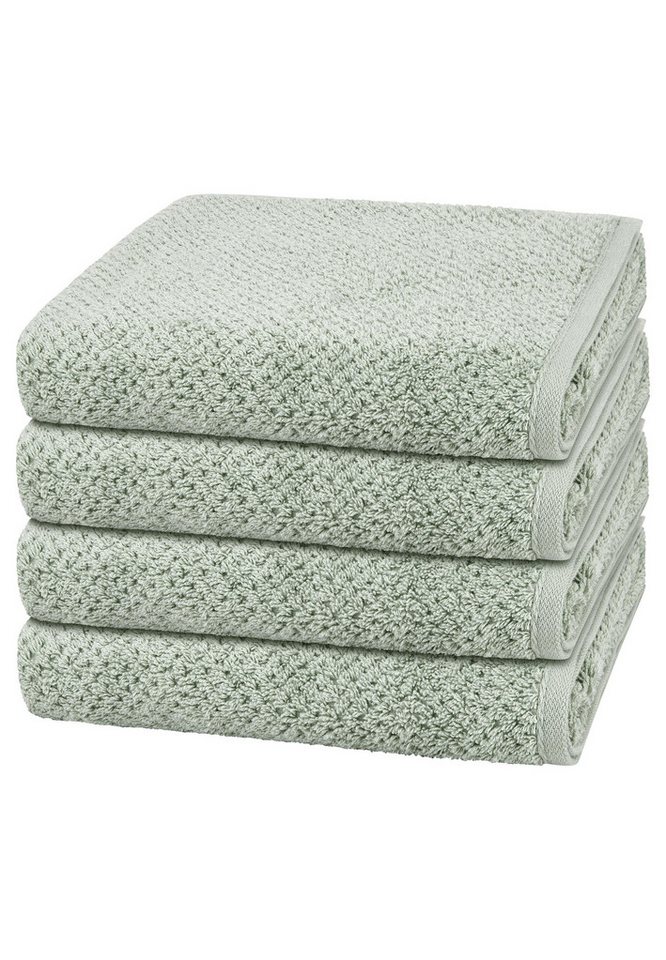 Cawö Handtuch Set Pure, Walkfrottee (Spar-Set, 4-St), 4 X Handtuch im Set - Baumwolle - Saugstark von Cawö