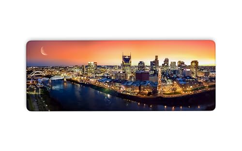 Nashville Skyline Schreibtisch-Mauspad, Schreibtischunterlage mit gesäumten Kanten, rutschfeste Schreibtischunterlage, Gaming-Schreibtischunterlage für Tastatur und Maus, Tastaturunterlage für Laptop Nashville Skyline Schreibtisch-Mauspad, Schreibtischunterlage mit gesäumten Kanten, rutschfeste Schreibtischunterlage, Gaming-Schreibtischunterlage für Tastatur und Maus, Tastaturunterlage für Laptop von Cawpom