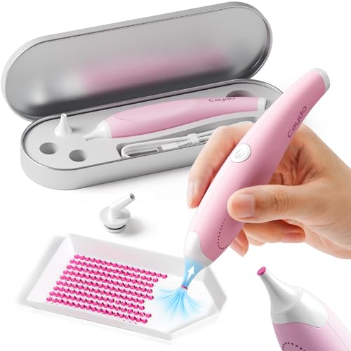 Caydo Elektrischer Diamond Painting Stift, Ergonomisches Diamond Painting Zubehör mit Multi-Spitzen, Diamond Paint Stift zum Setzen von AB-Diamanten ohne Wachs (Rosa) von Caydo