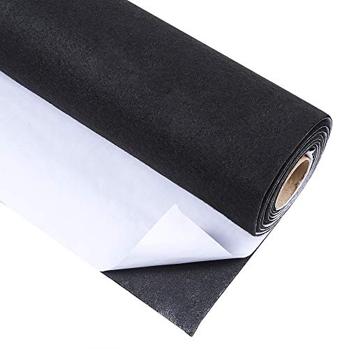 Caydo Extra Große Schwarze Selbstklebende Filz Regal Auskleidung Schwarze Selbstklebende Filzrolle für DIY Projekte Kostüm, Schmuck Schublade Handwerk Stoff Peel Stick, 45 cm x 2 m von Caydo