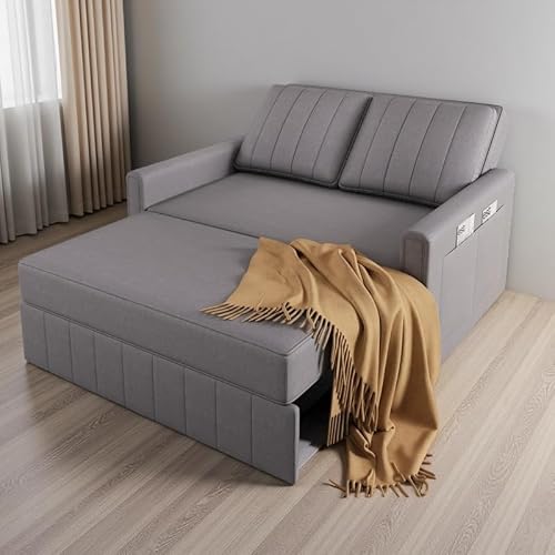 Cayipng 3-in-1 Multifunktionales Schlafsofa für kleine Räume, verstellbare Rückenlehne, inklusive 2 Kissen, 2-Sitzer-Sofa, Hellgrau – ideal für Zuhause oder Schlafzimmer, Grau von Cayipng