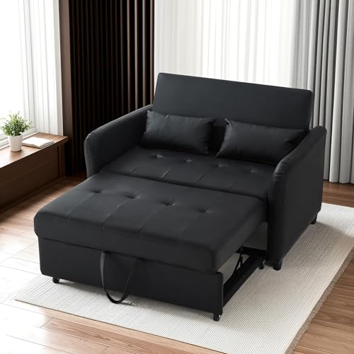 Cayipng Multifunktionales 3-in-1-Schlafsofa, 2-Sitzer, verstellbare Rückenlehne, 3 Ebenen, wasserdichtes PU, umwandelbar in ein Bett, Chaiselongue, inklusive 2 Kissen, modernes Design (hellgrau) von Cayipng
