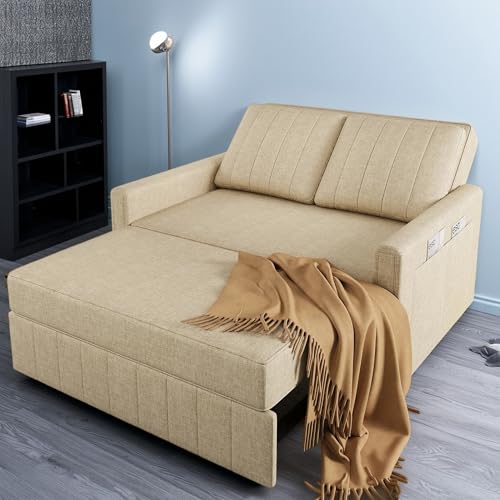 Cayipng Multifunktionales faltbares Schlafsofa, Schlafsessel, Loungesessel mit verstellbarer Rückenlehne, Schlafsofa für kleine Räume, 127 x 180 x 57 cm (Beige) von Cayipng