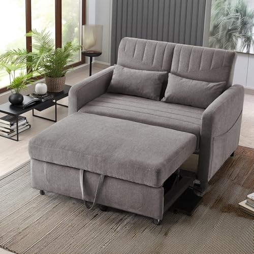 Cayipng Schlafsofa, 2-Sitzer, 3-in-1, verstellbare Rückenlehne, 3 Ebenen, atmungsaktiver Baumwoll-Leinenstoff, Schlafsofa, modernes Chaiselongue, Hellgrau, inklusive 2 Kissen, Grau Cayipng Schlafsofa, 2-Sitzer, 3-in-1, verstellbare Rückenlehne, 3 Ebenen, atmungsaktiver Baumwoll-Leinenstoff, Schlafsofa, modernes Chaiselongue, Hellgrau, inklusive 2 Kissen, Grau von Cayipng