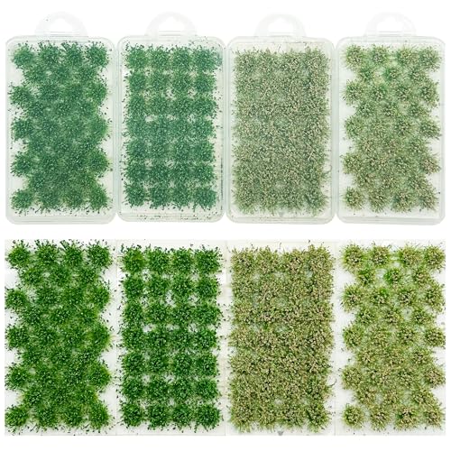 Cayway 120 Stück Scenics Gras Grasbüschel, 4 Farbe Static Grass Tuft Schnee Statische Grass für Miniatur Ornamente Eisenbahn Modellbahn Landschaftsbau Diorama Zubehör von Cayway