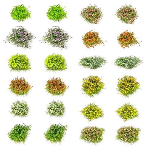 Cayway 24 PCS Static Flower Tufts Miniature Colorful Flower Cluster for Static Grass Tufts for Model Train Railroad Scenery DIY Miniature von Cayway
