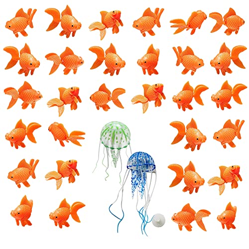 Cayway 30 PCS Künstliche Fische für Aquarien Qualle Dekoration für Aquarien Plastik Schwimmende Fische für Aquarien Aquarium Wasserpflanzen für Fisch Tank Ornament Dekoration von Cayway