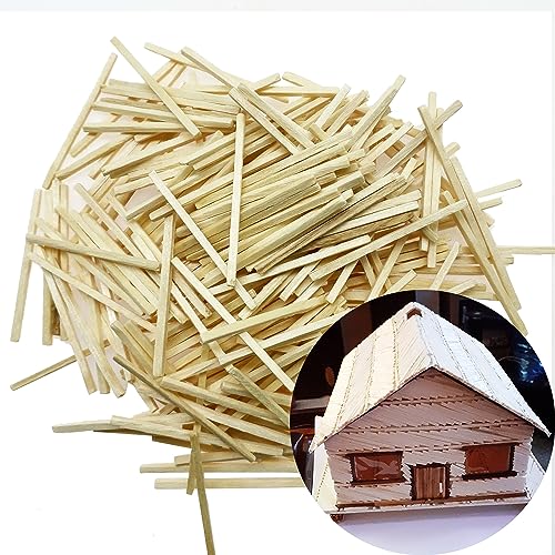 Cayway 300 Stück Miniatur-Holzstäbe, Holzdübel, unlackierte Hartholzstreifen, natürlich für Heimwerker, Handwerk, Modellbau, Herstellung von Geländerhäusern (50 mm x 2 mm x 2 mm) von Cayway