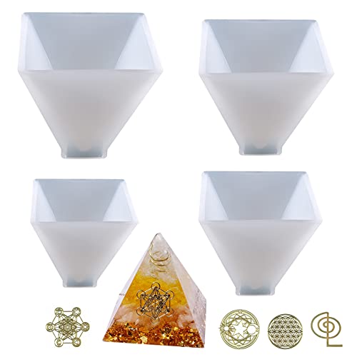 Cayway 4 Stück Resin Silikonformn Pyramide Schmuck Silikonform Gießform Resin Form mit Harzfüller für Ogan Pyramidenform, Heimtischdekoration von Cayway