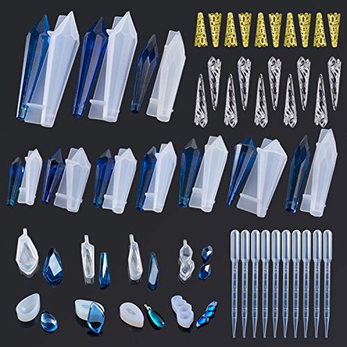 Cayway 48 Stück Silikonform Gießform, 28 Stück Schmuck Silikonform Resin Form und Formzubehör zur Herstellung von Halskettenanhängern und Ohrringen von Cayway