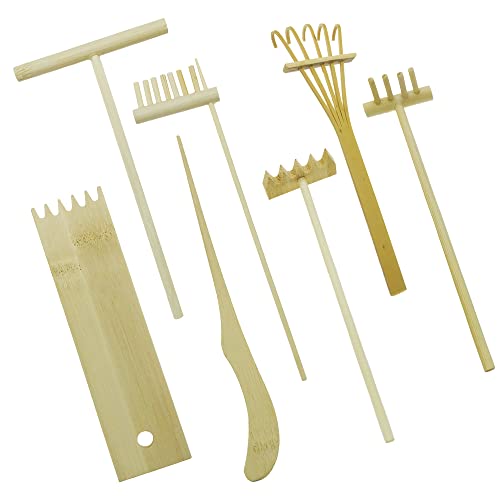 Cayway 7 Stück Bambus Gartenharken Mini Zen Sand Rechen, Mini Harken Werkzeug Set ZenGartenrechen Sand Bambus für Home Office Tisch Puppenhaus Spielzeug Cayway 7 Stück Bambus Gartenharken Mini Zen Sand Rechen, Mini Harken Werkzeug Set ZenGartenrechen Sand Bambus für Home Office Tisch Puppenhaus Spielzeug von Cayway