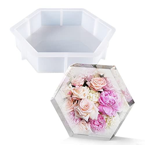 Cayway Große Epoxidharz Formen, Hexagon Resin Silikonform Silikonform, Gießform für Einem Anfängerset, die Erhaltung von Blumen, DIY-Hochzeit Jubiläumsgeschenk von Cayway