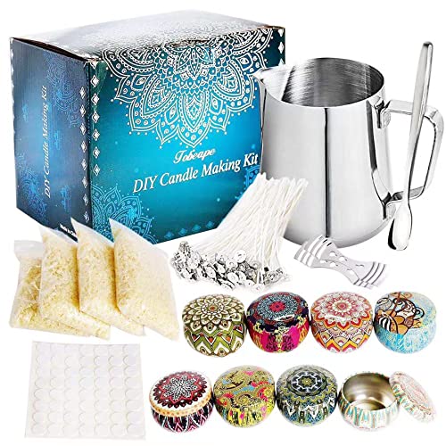 Cayway Kerzenherstellung DIY Kit DIY Kerzen Handwerk Werkzeuge mit Kerzendosen, Bienenwachs, Candle Making Gießtopf und Löffel, Candle Dochte, Dochte Aufkleber von Cayway